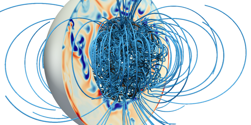 Visualisierung von Magnetfeldlinien während einer Feldumkehr