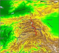 Topographic map of Pamir and western Tien Shan