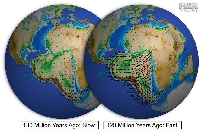 Dieses Bild zeigt das kontinentale Zerbrechen zwischen Südamerika und Afrika.