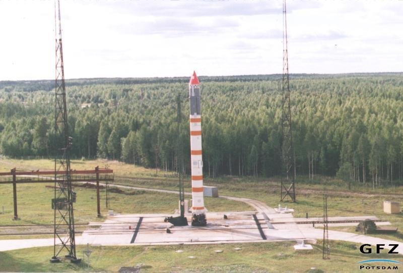 Bild von der Kosmos Rakete auf der Startrampe in Plessezk.