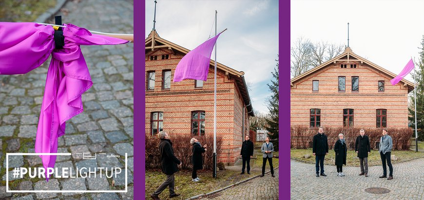 Hissen der violetten Flagge auf dem Telegrafenberg anlässlich des Internationalen Tags für Menschen mit Behinderung