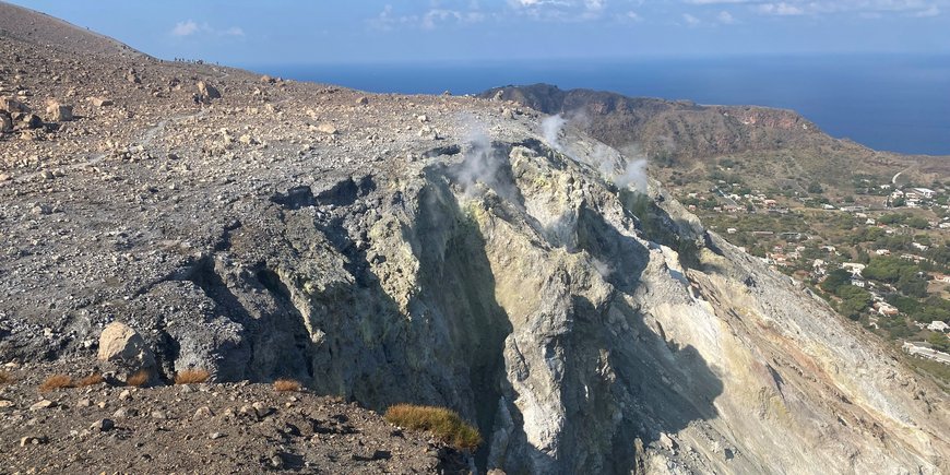 Crumbling edge on Mount Etna