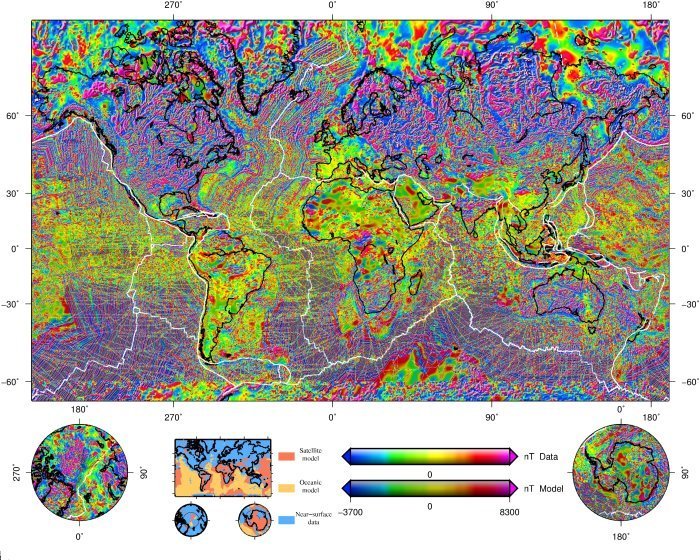 Worldwide distribution of anomalies in the magnetic lithosphere.