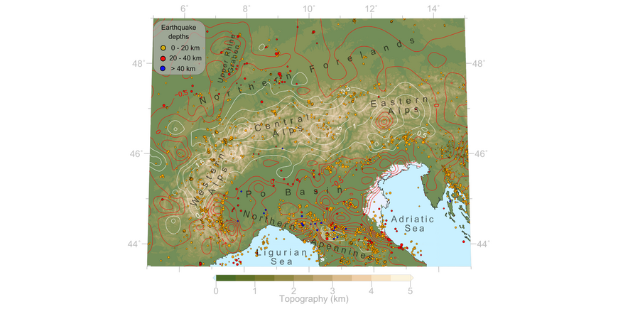 Topography map of the alps.