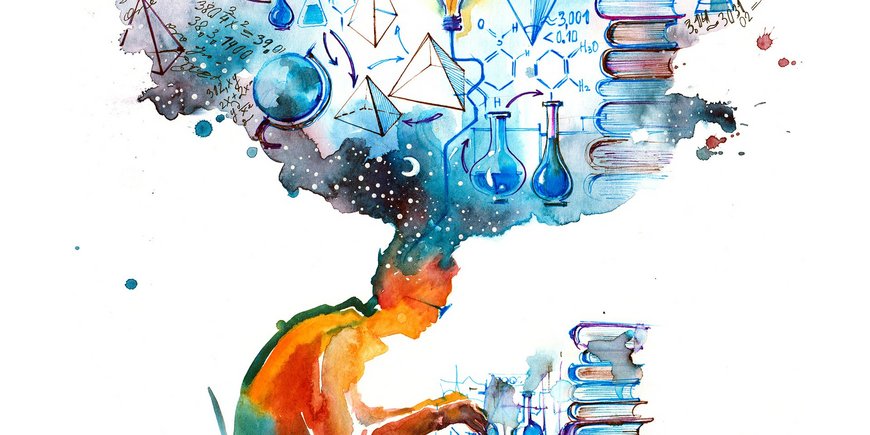 Stilisierte Zeichnung eines Wissenschaftlers
