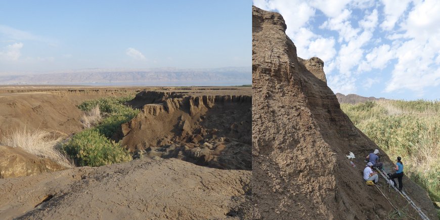 Laminated lacustrine sediments of the western Dead Sea margin at Ein Feshkha.