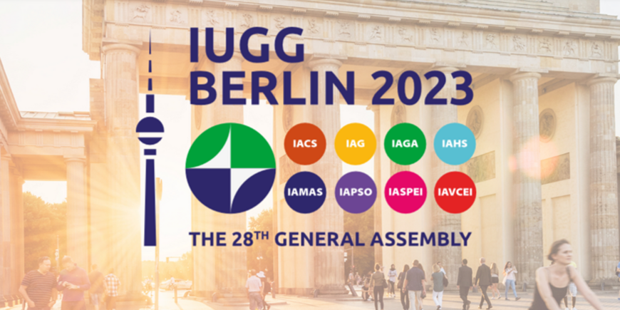 IUGG logo with Brandenbourg Gates as a picture in the background
