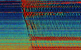 Coloured lines in a measurement diagram show the sudden onset of a signal