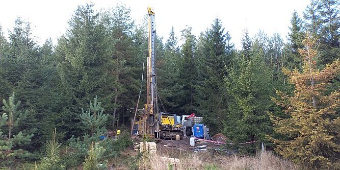Drilling site in a forest.