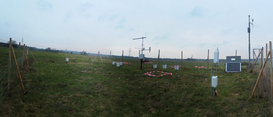 Overview, showing the TRFS area with all equipped sensors for hydrological parameters and GNSS (on the right).