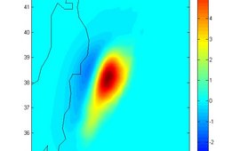 Datenvisualisierung, die modellhaft die Erdbebenquelle zeigt