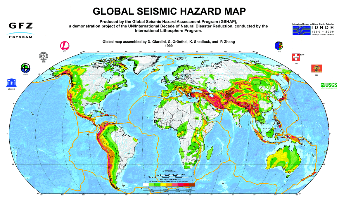 Map of worldwide seismic hazard